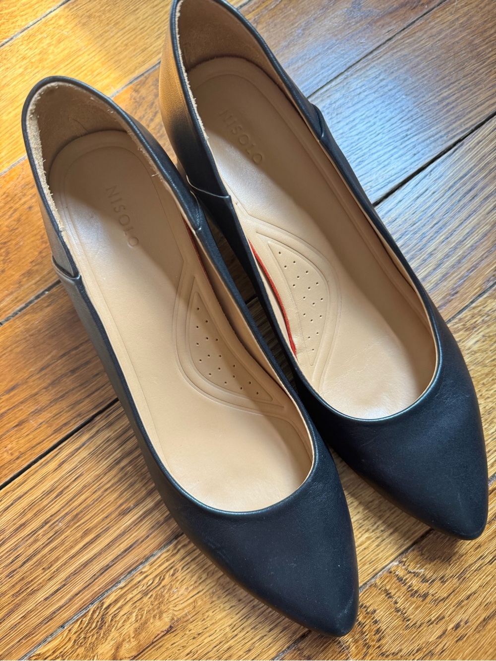 Nisolo Black Pointed-Toe Block Heels